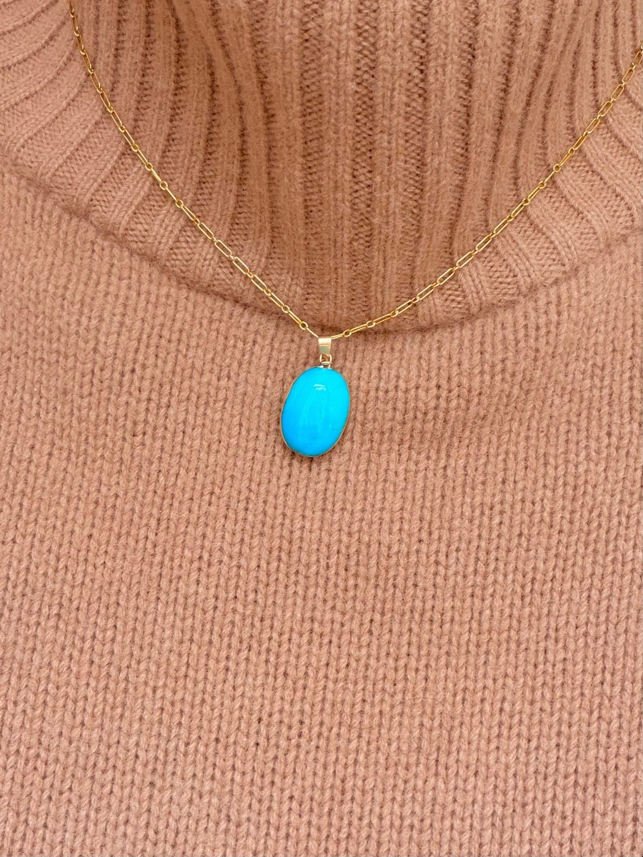 Pendentif en or jaune et turquoise -photo-2