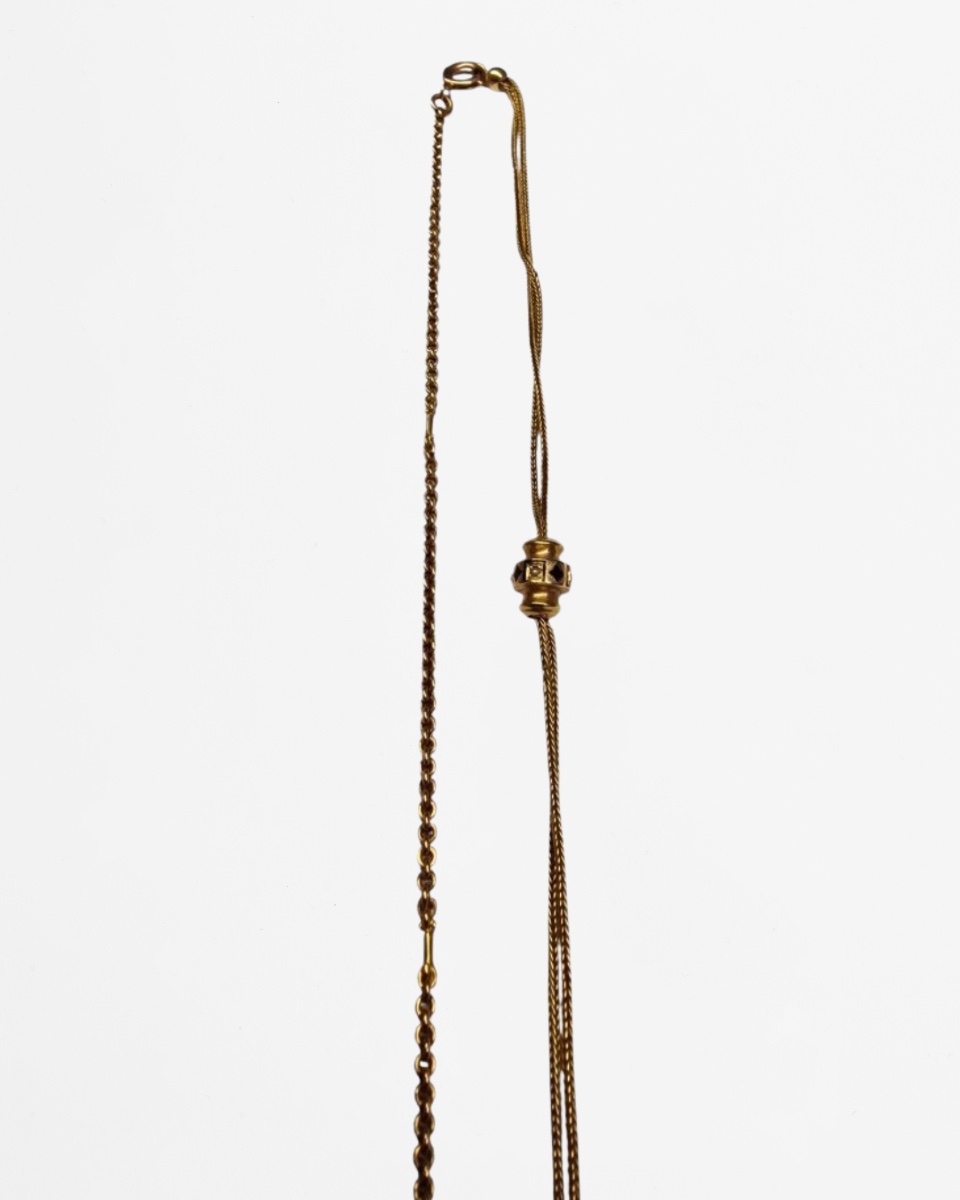 Yellow Gold, Pearl And Enamel Necklace-photo-3