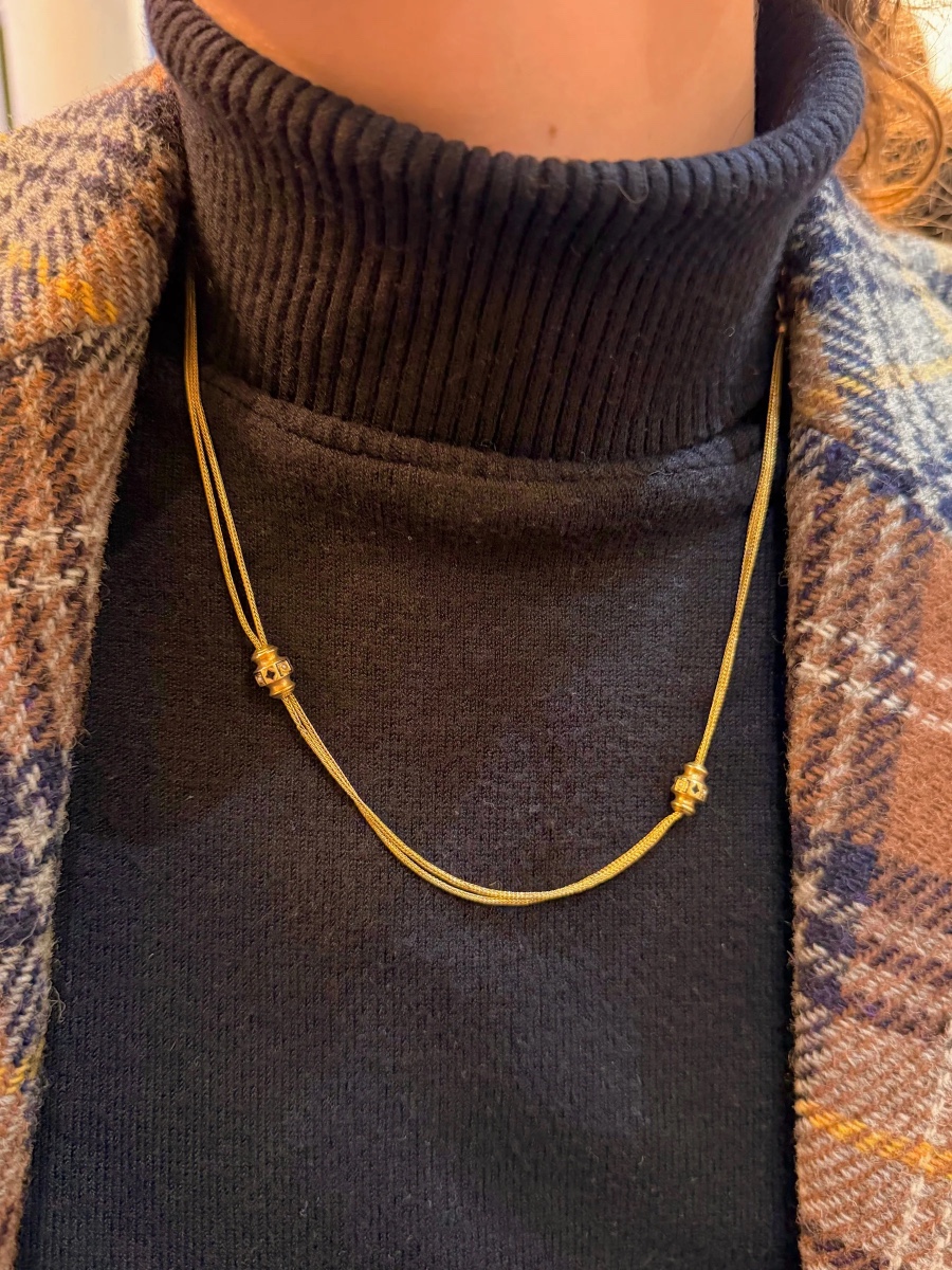 Yellow Gold, Pearl And Enamel Necklace