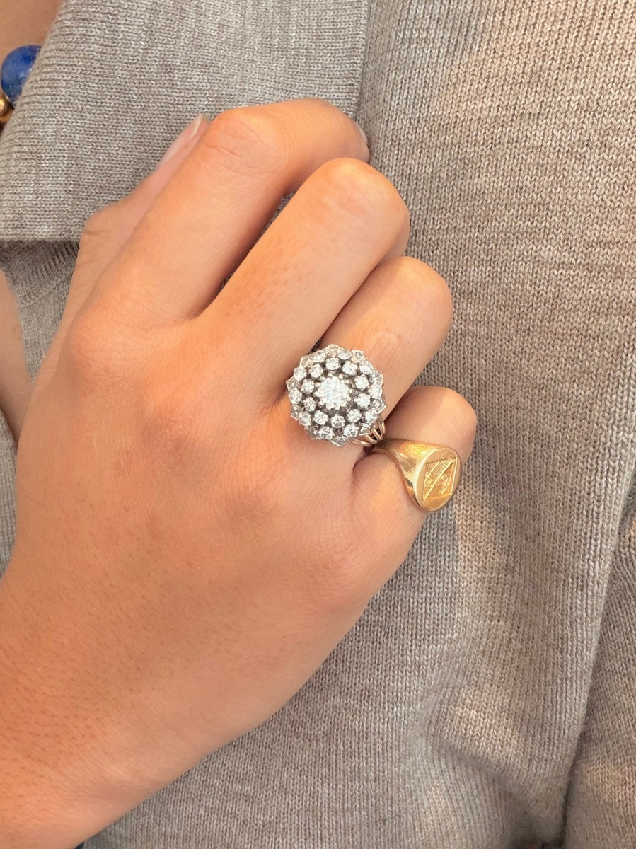 Bague Fleur en or blanc et diamants-photo-2