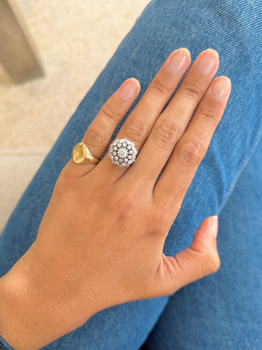 Bague Fleur en or blanc et diamants-photo-4