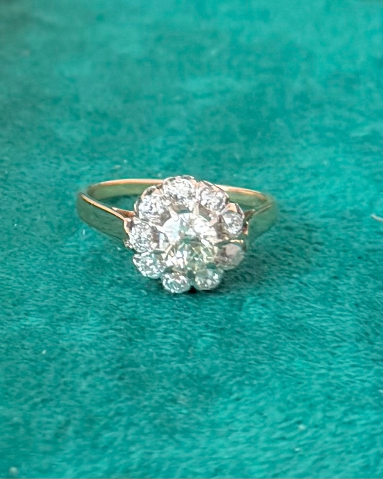 Daisy Ring In Yellow Gold And Diamonds-photo-2
