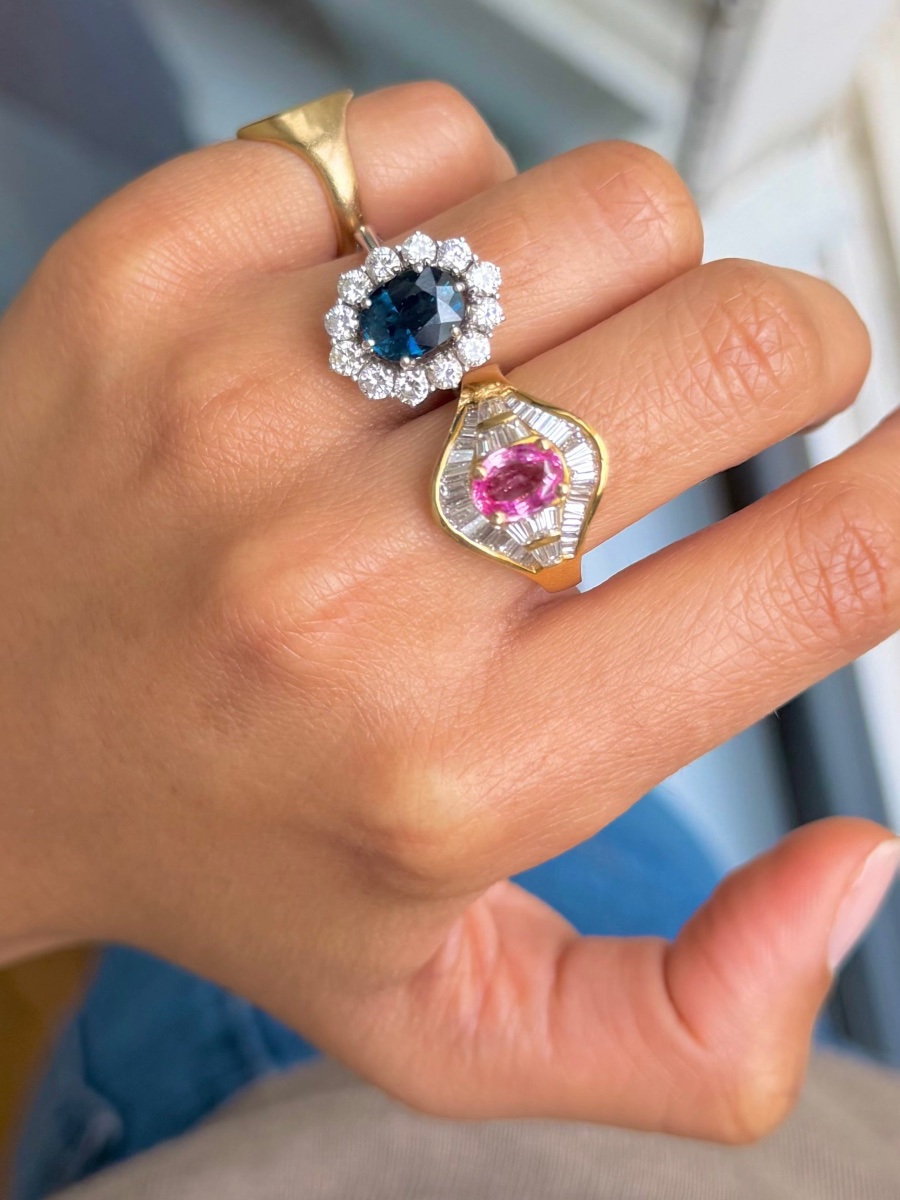 Bague Marguerite en or blanc et diamants -photo-3