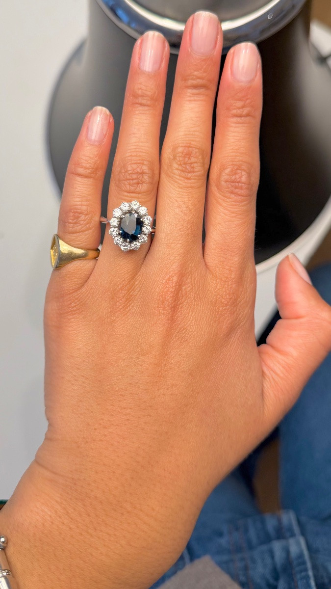 Bague Marguerite en or blanc et diamants -photo-2