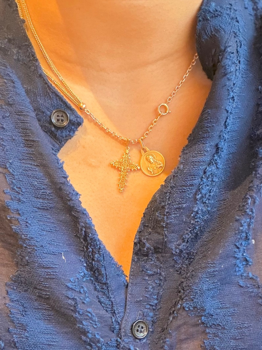 Yellow Gold Scapular Medal-photo-3