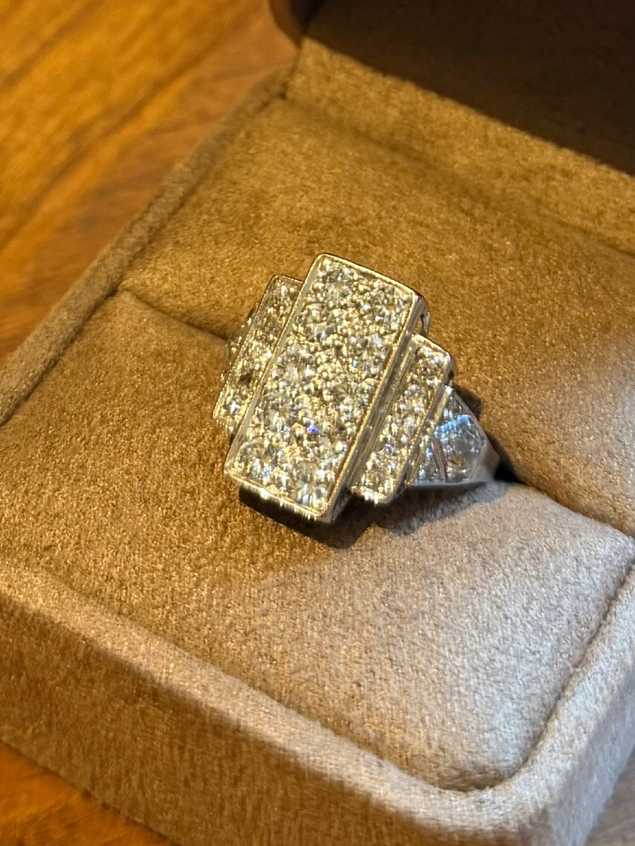 Art Deco Ring, Platinum And Diamonds-photo-3