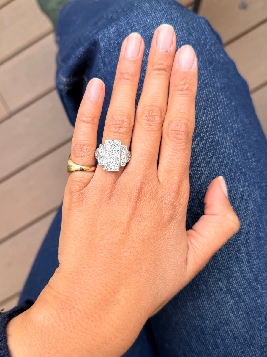 Art Deco Ring, Platinum And Diamonds-photo-4