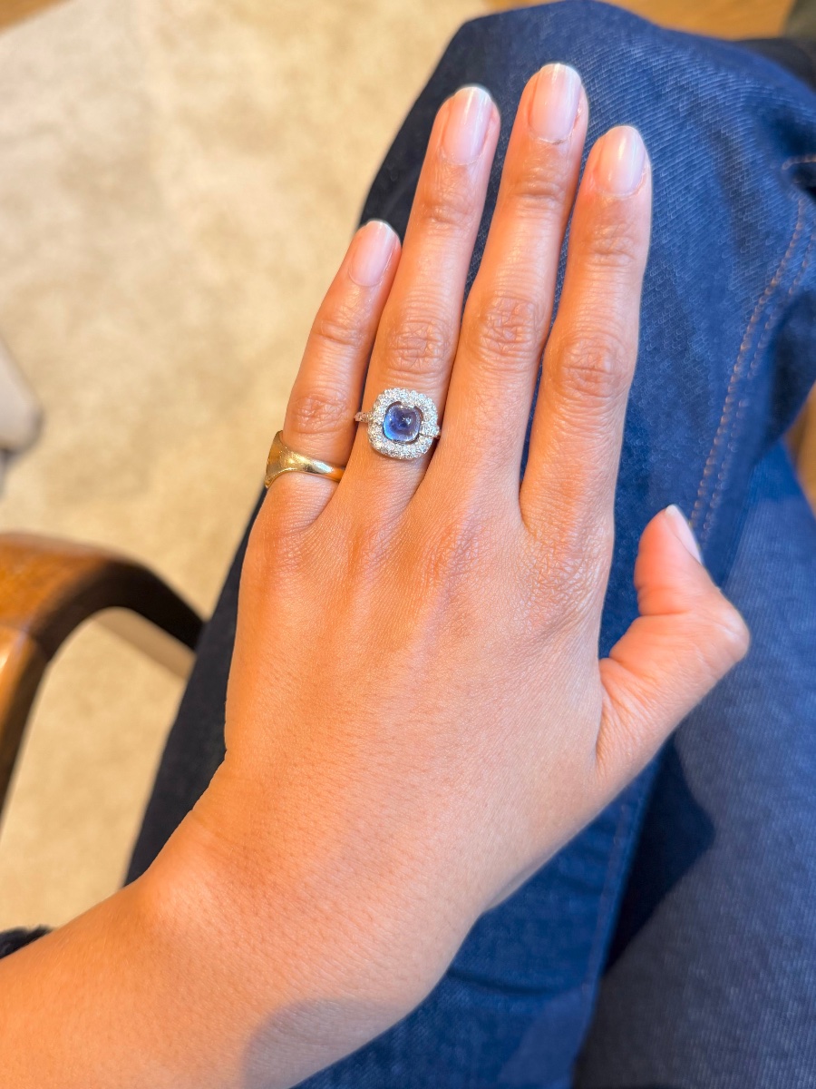 Bague en platine, saphir et diamants-photo-2