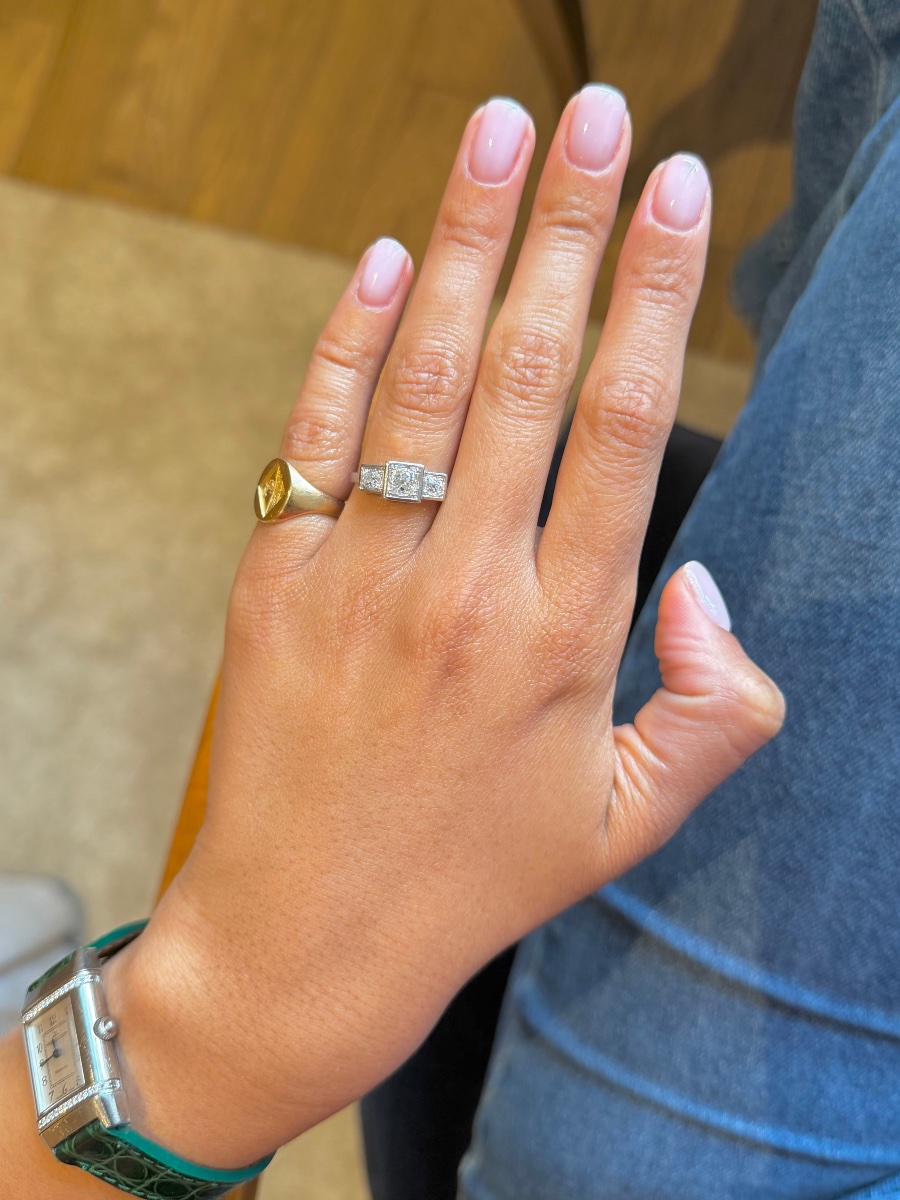 Bague Trilogie art déco diamants-photo-3