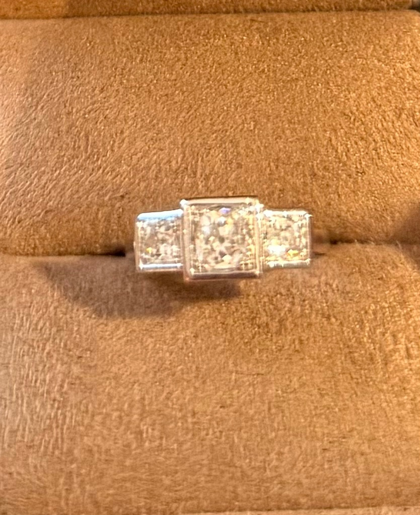 Bague Trilogie art déco diamants
