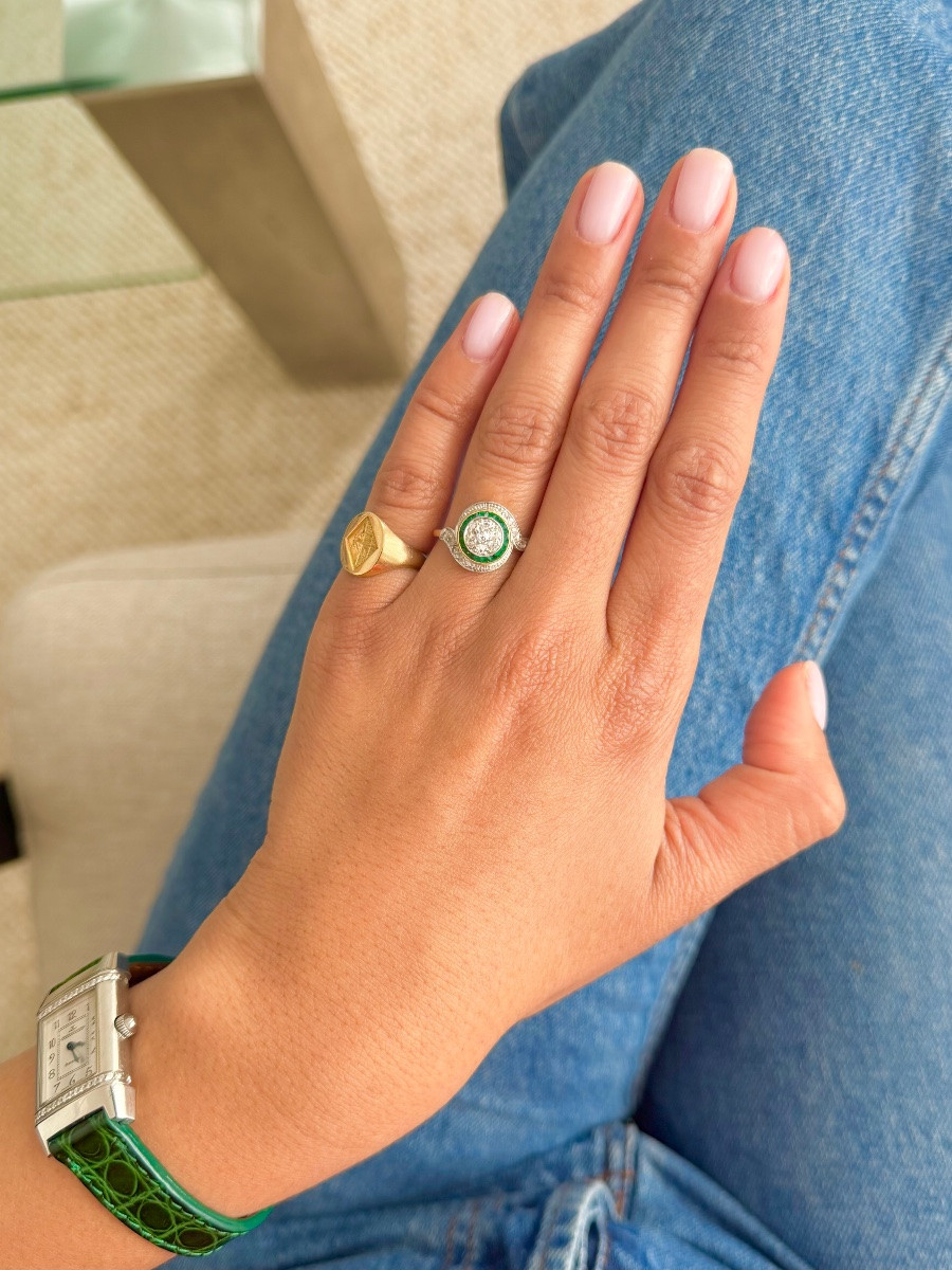 Cible Tourbillon Ring In Yellow Gold, Emeralds And Diamonds-photo-2