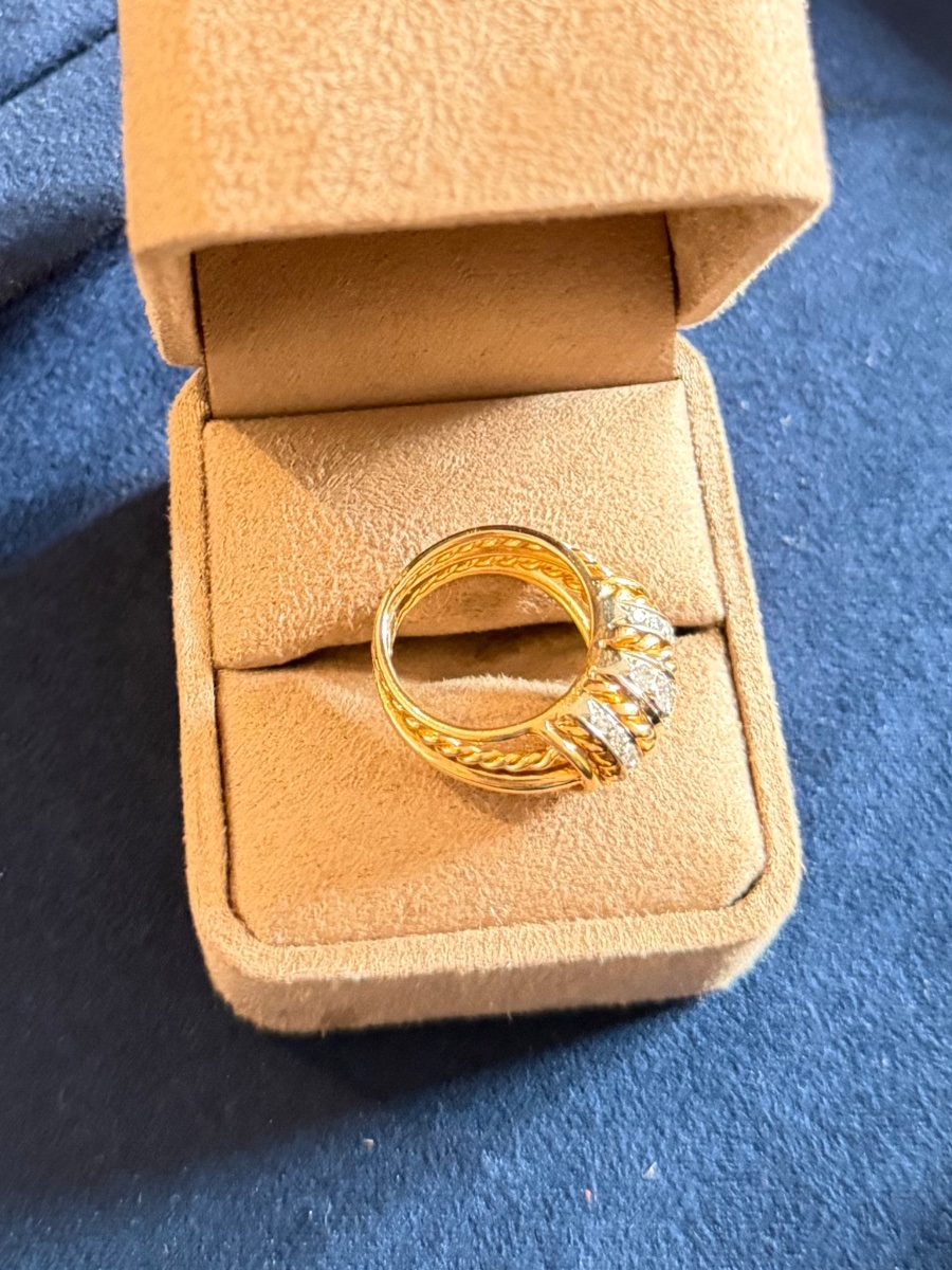 Bague Dôme en or jaune et diamants -photo-1