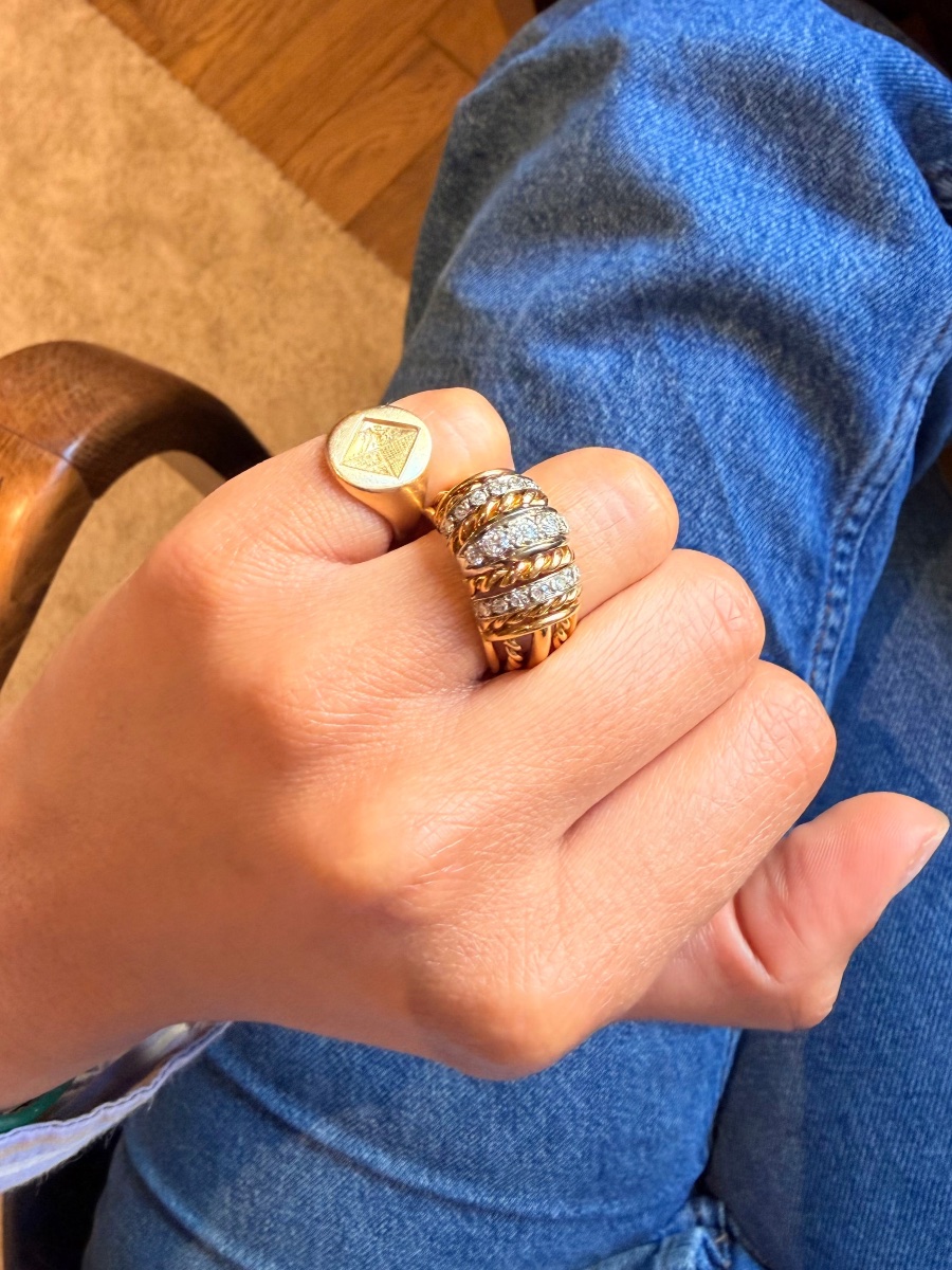 Bague Dôme en or jaune et diamants -photo-2