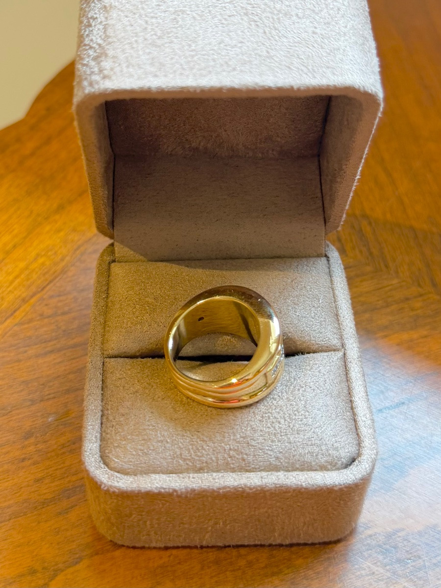 Bague Bandeau en or jaune et diamants-photo-2