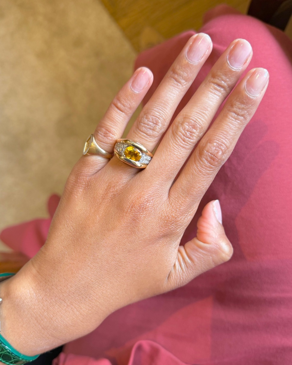 Bandeau Ring In Yellow Gold, Yellow Sapphire And Diamonds-photo-7