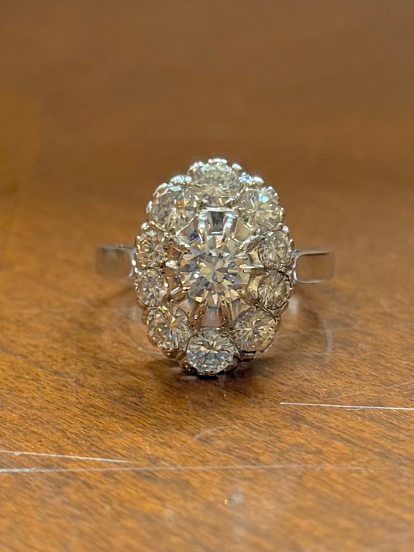 Marguerite Art Deco Ring, Platinum And Diamonds-photo-2