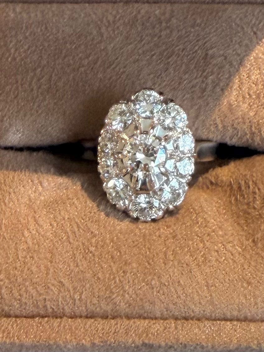 Marguerite Art Deco Ring, Platinum And Diamonds-photo-5