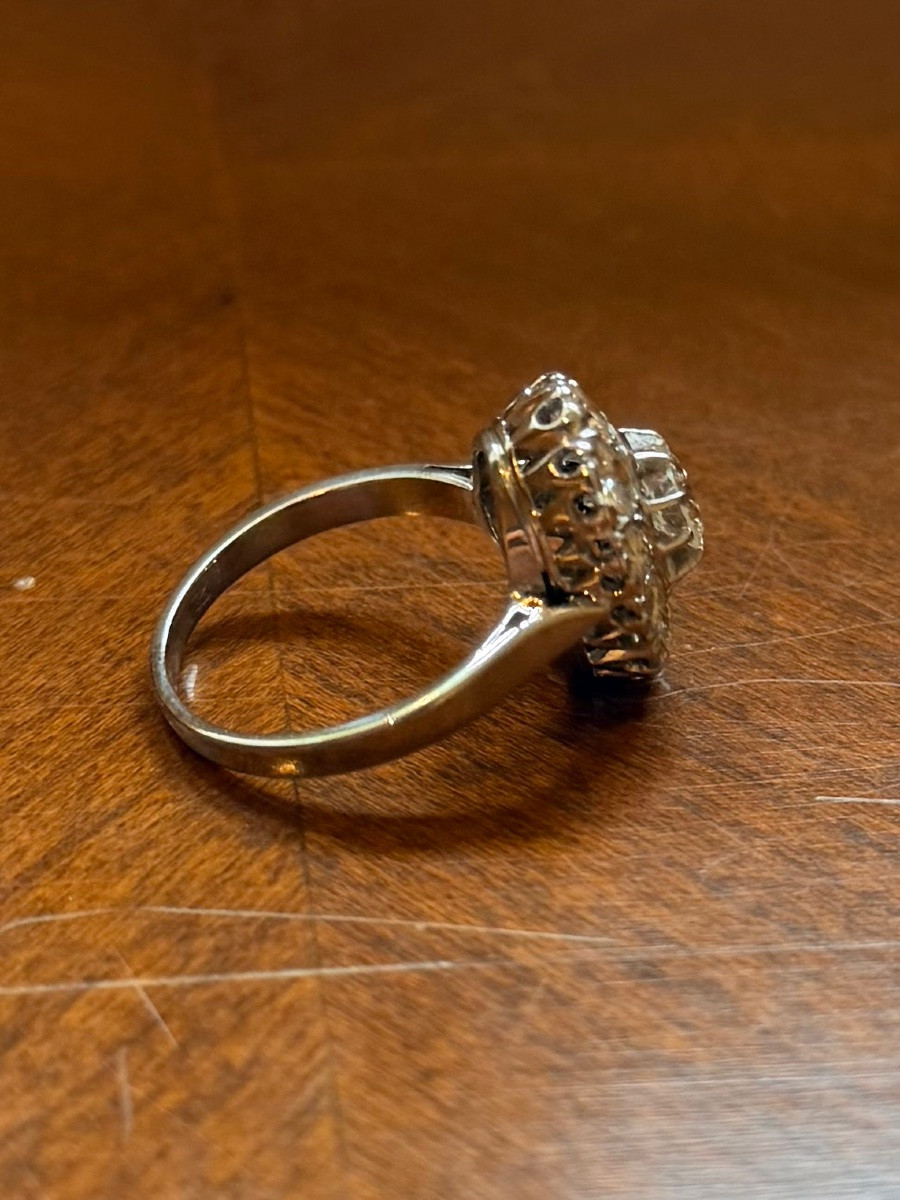 Marguerite Art Deco Ring, Platinum And Diamonds-photo-6