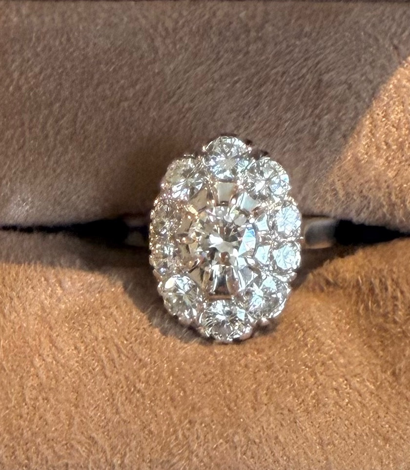 Marguerite Art Deco Ring, Platinum And Diamonds