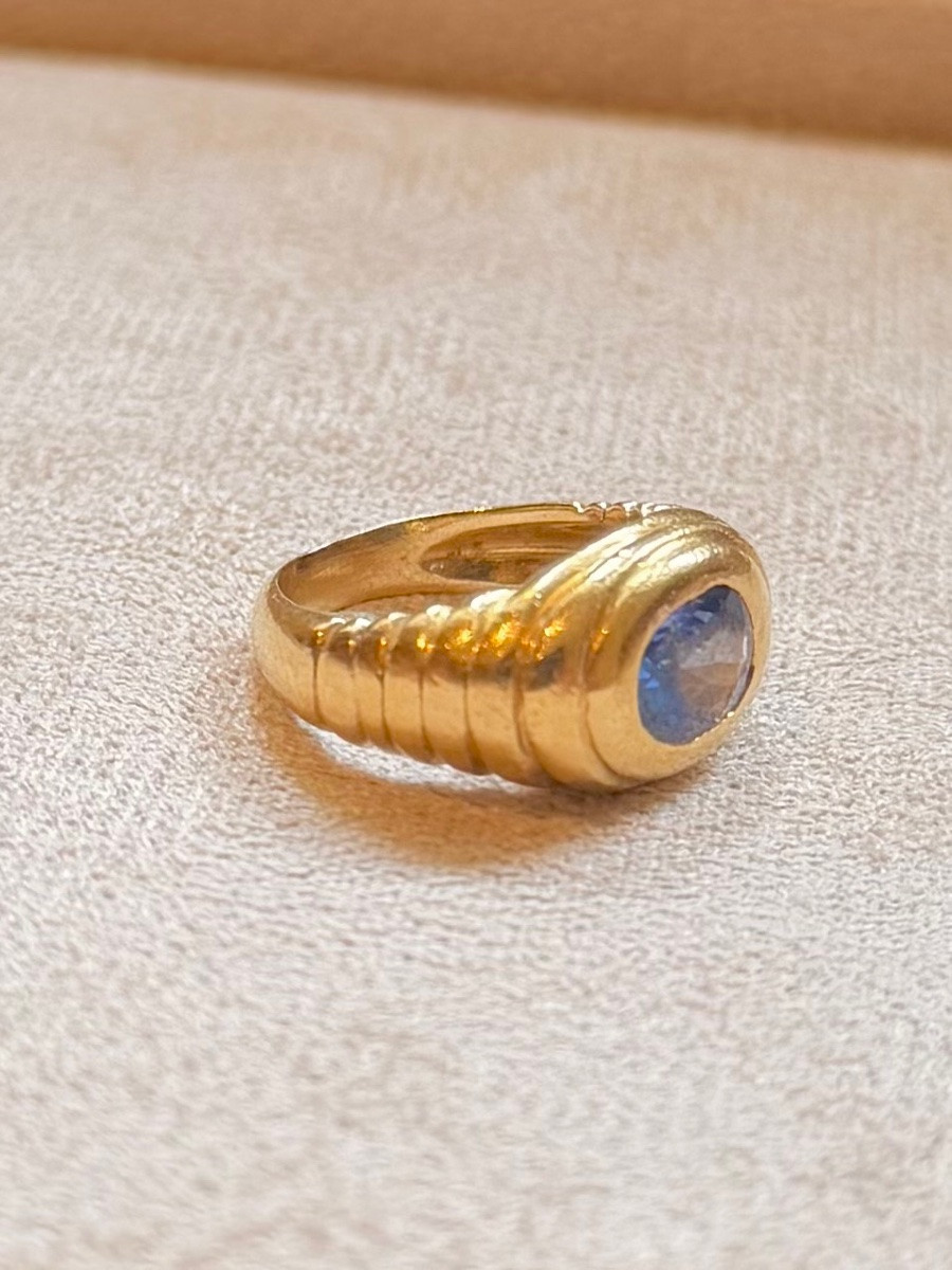 Bague jonc or jaune et saphir-photo-3