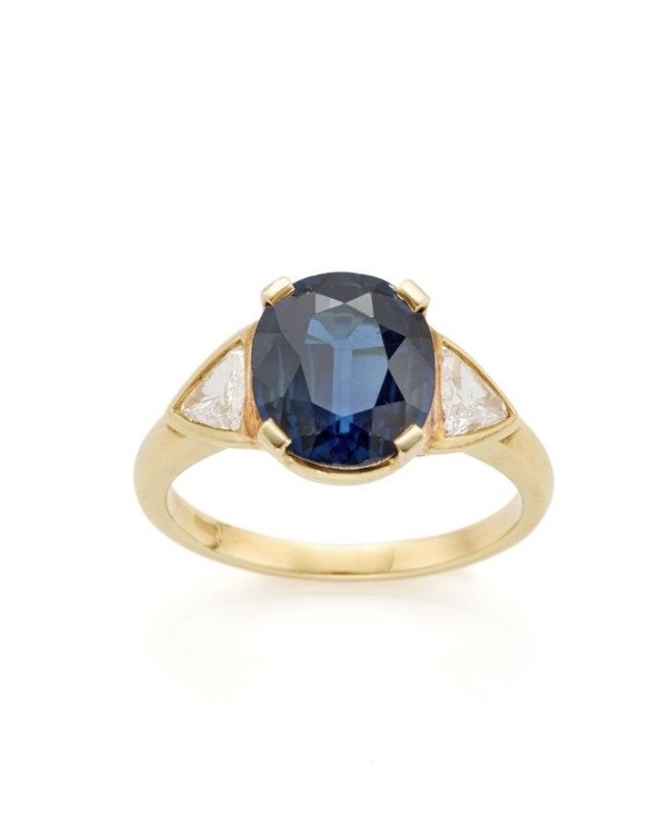 Bague or jaune saphir et diamants