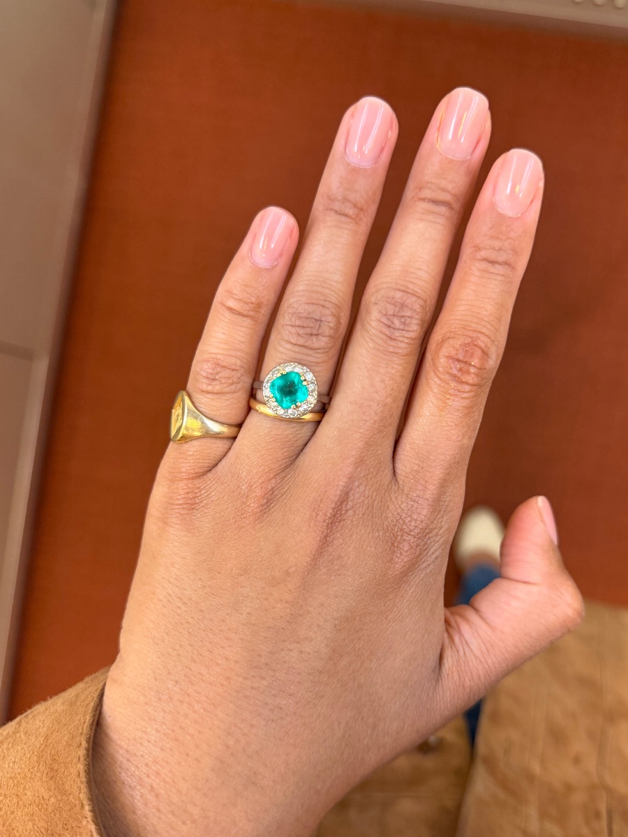 Art Deco Ring, Platinum Emerald And Diamonds-photo-2