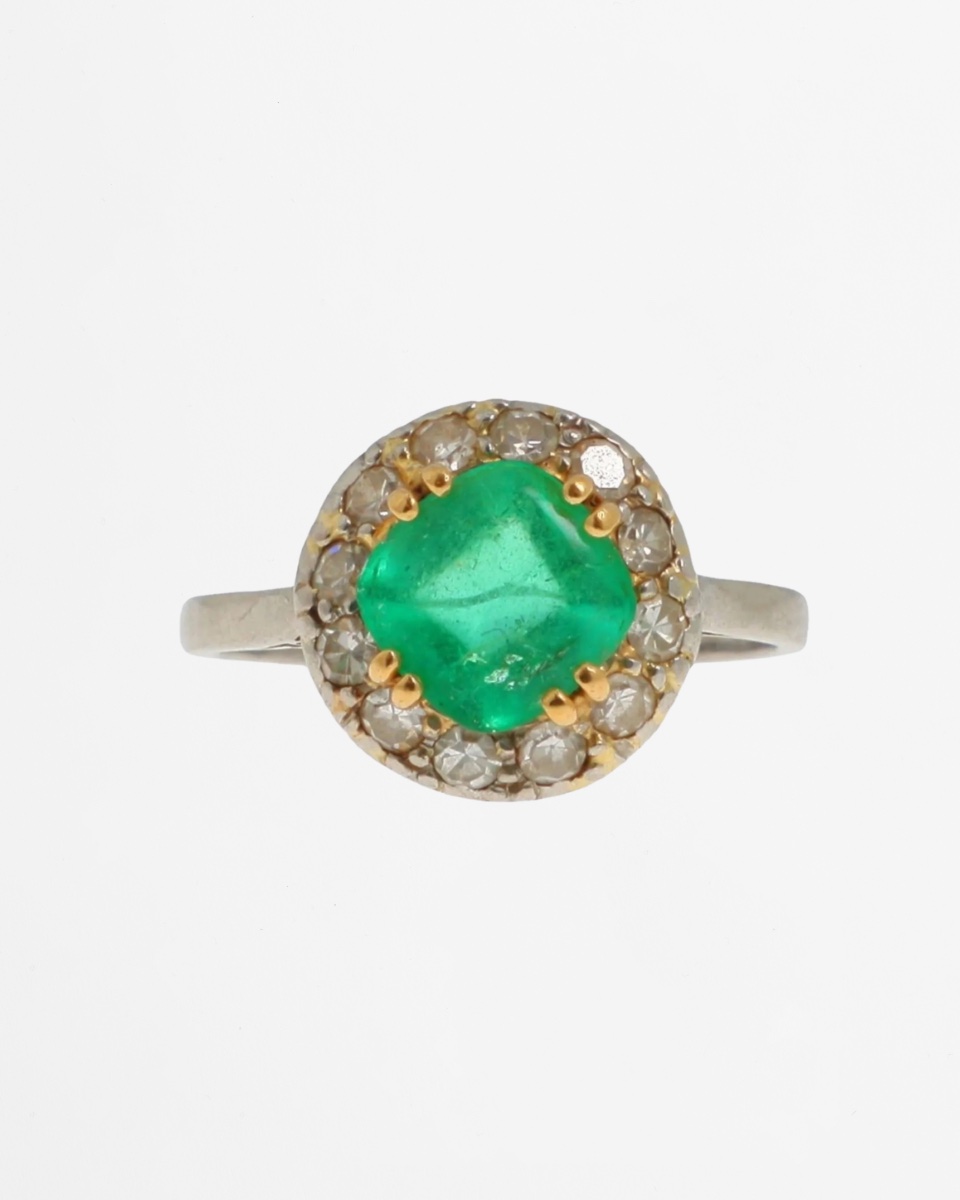 Art Deco Ring, Platinum Emerald And Diamonds