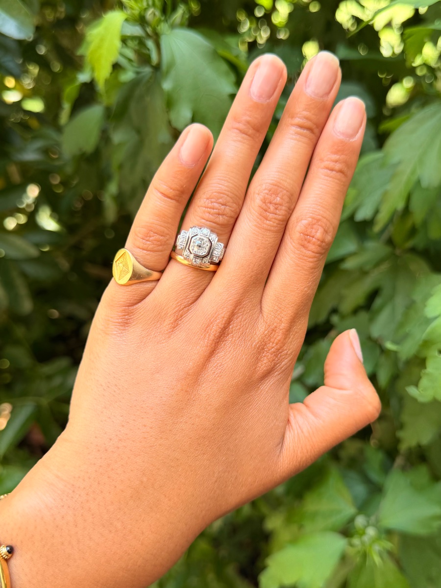 Art Deco Platinum And Diamond Ring-photo-2