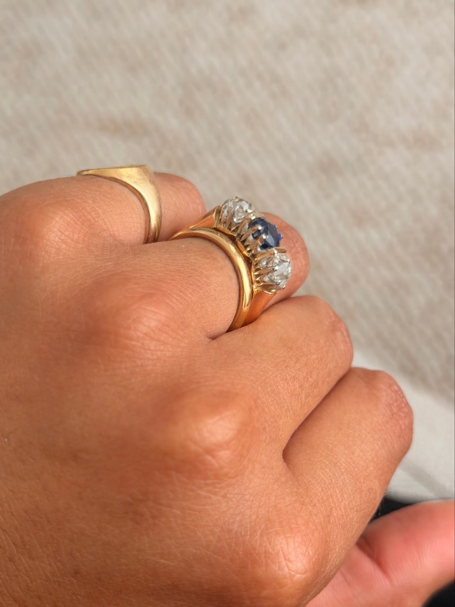 Rose Gold, Platinum, Sapphire, And Diamond Garter Ring-photo-3