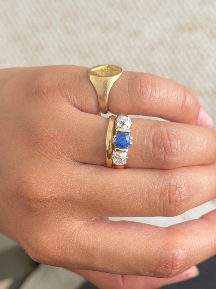 Rose Gold, Platinum, Sapphire, And Diamond Garter Ring-photo-4