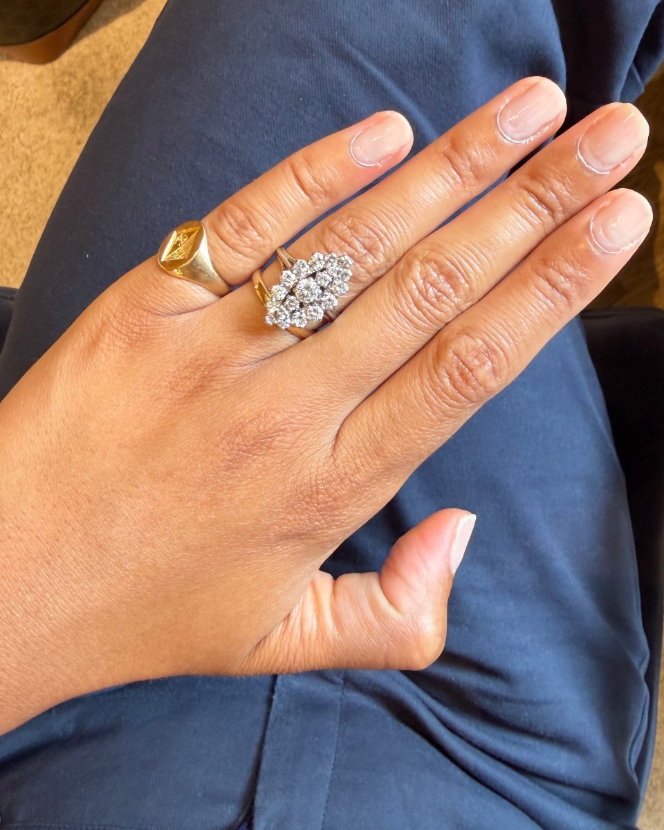 Bague Marquise  en or blanc et diamants-photo-3
