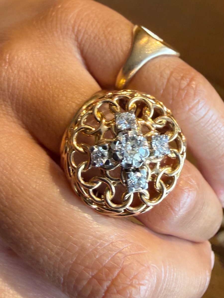 Yellow Gold And Diamond Cocktail Ring-photo-2