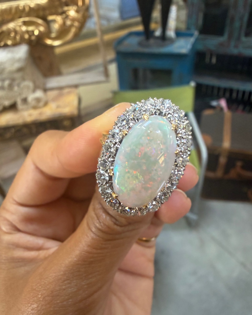 Bague  Pompadour or jaune opale et diamants-photo-3