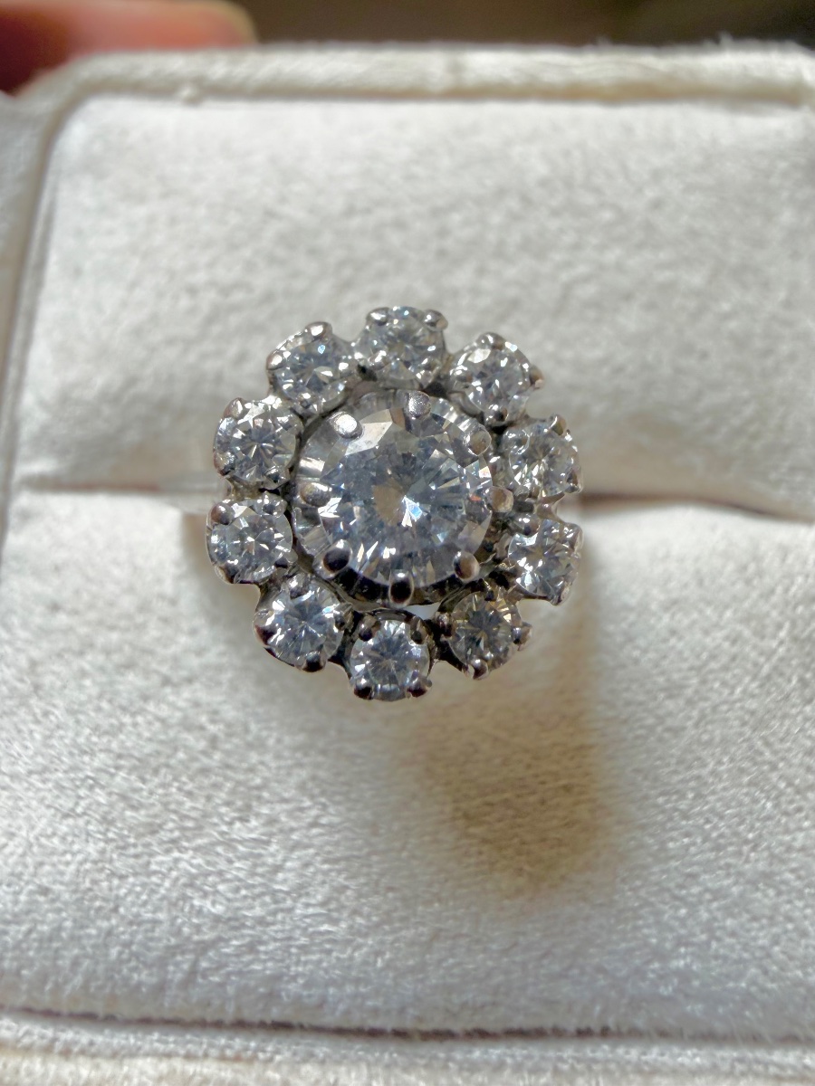 Bague Fleur en platine et diamants-photo-2