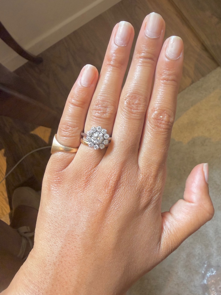 Bague Fleur en platine et diamants-photo-4