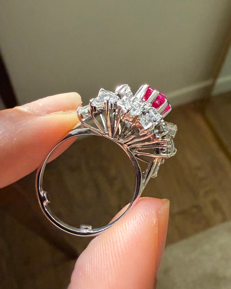 White Gold Dome Ring With Rubies And Diamonds-photo-3