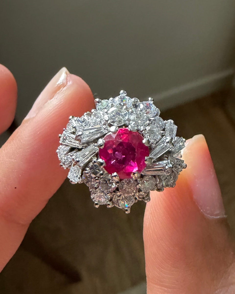 White Gold Dome Ring With Rubies And Diamonds-photo-4