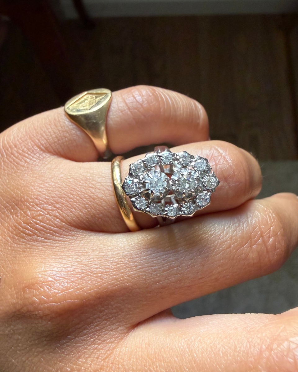 White Gold And Diamond Navette Ring -photo-2