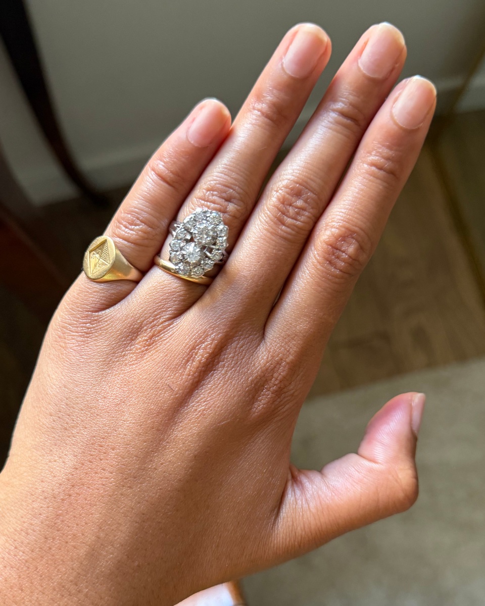 White Gold And Diamond Navette Ring -photo-3