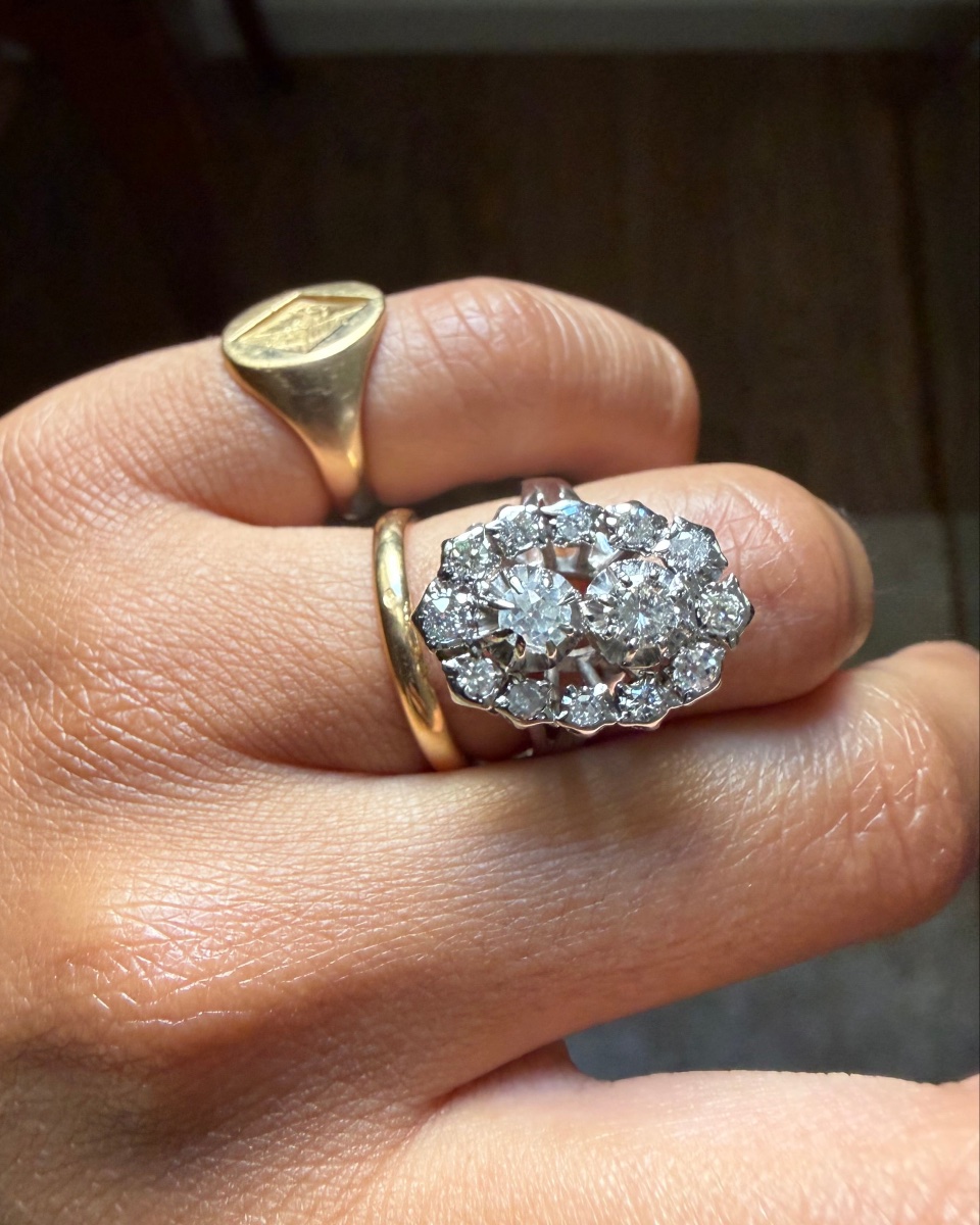 White Gold And Diamond Navette Ring -photo-1
