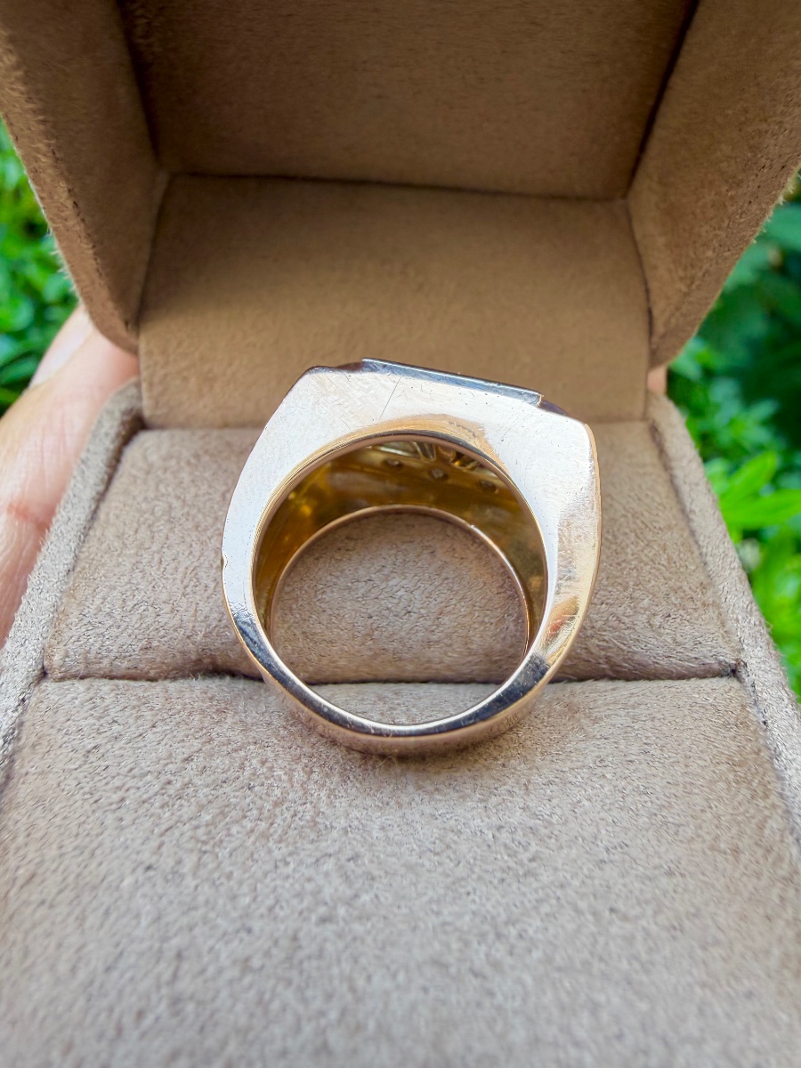 Tank Ring In Rose Gold With Sapphires And Diamonds-photo-4