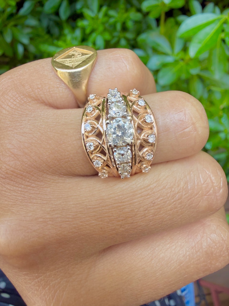 Rose Gold And Diamond Band Ring-photo-2