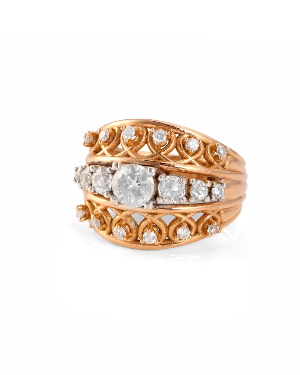 Rose Gold And Diamond Band Ring-photo-4