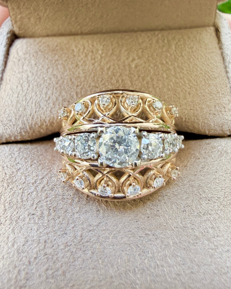 Rose Gold And Diamond Band Ring