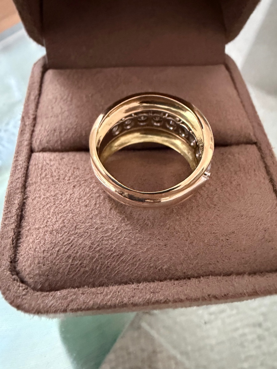 Bague bandeau en or jaune et diamants-photo-7