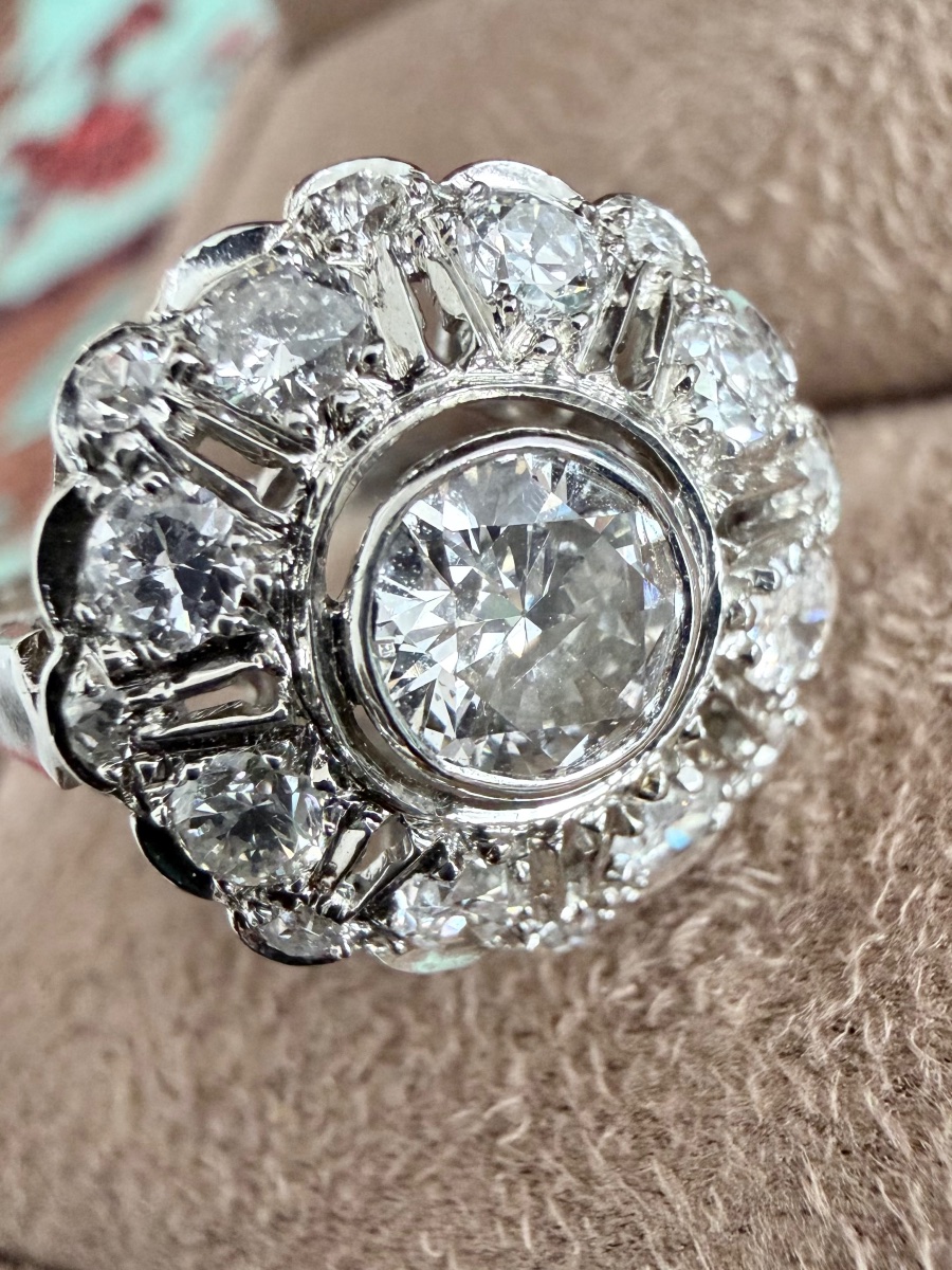 Bague art déco en platine et diamants 2 carats-photo-3