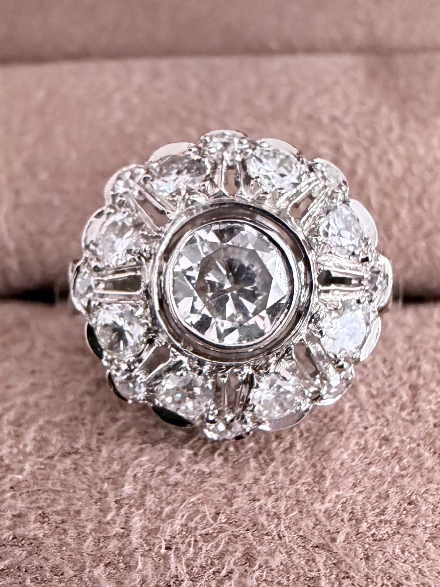 Bague art déco en platine et diamants 2 carats-photo-4