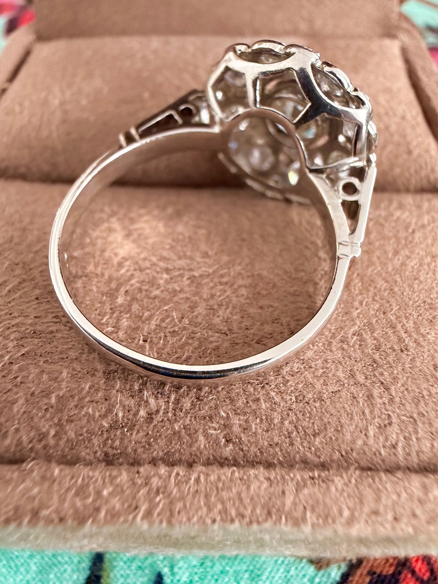 Bague art déco en platine et diamants 2 carats-photo-1