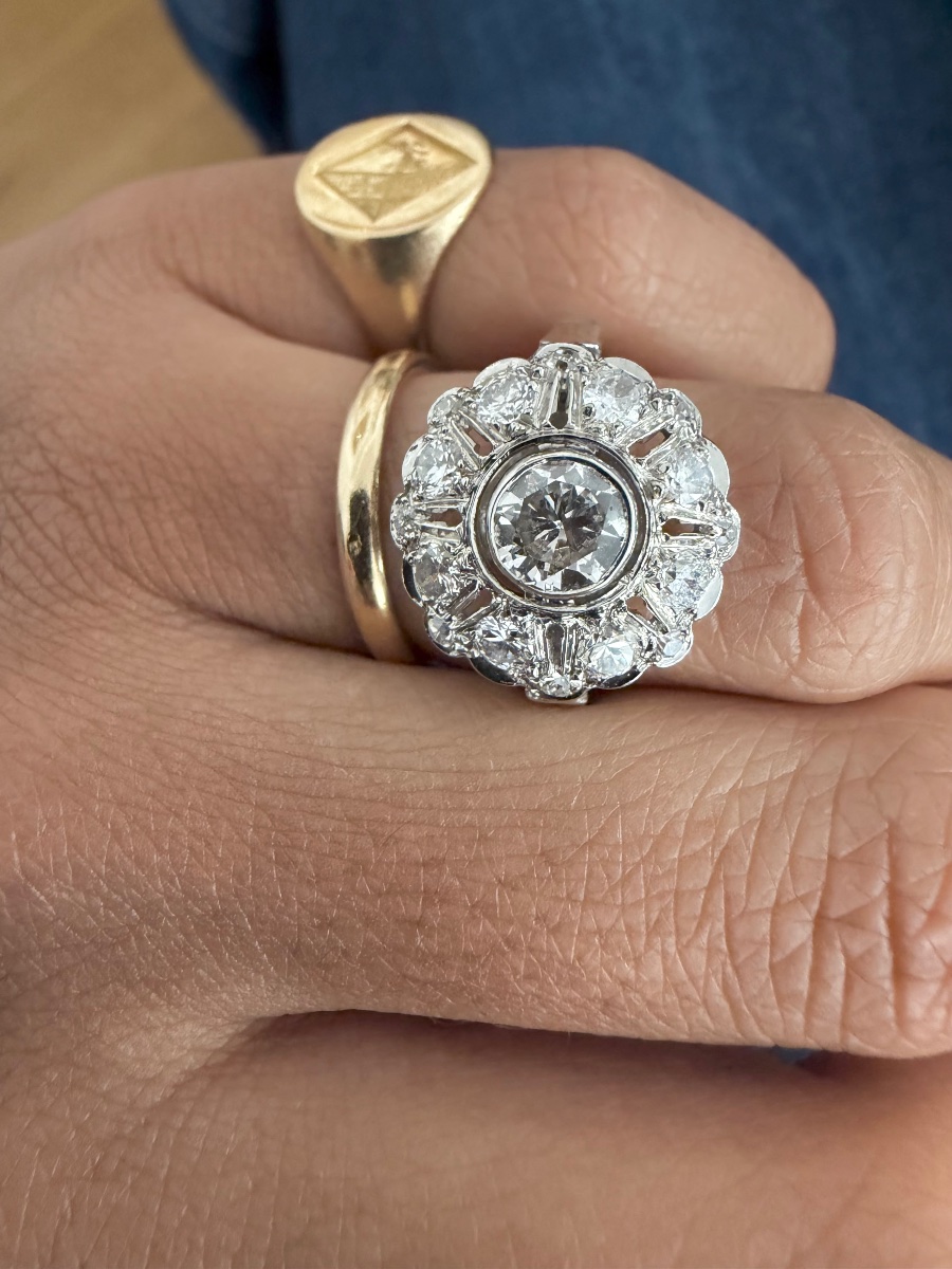 Bague art déco en platine et diamants 2 carats-photo-4