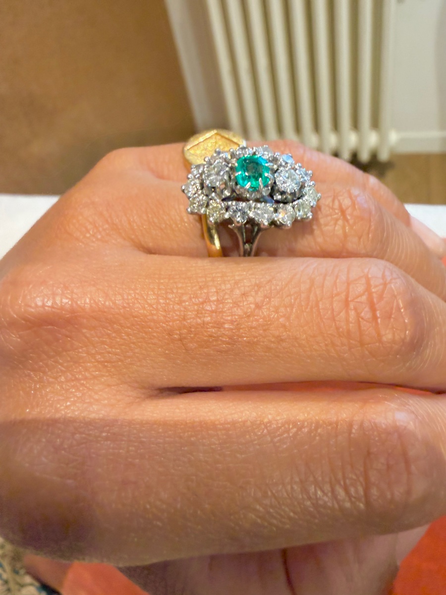 Marquise Ring In Platinum, Emerald, And Diamonds-photo-1